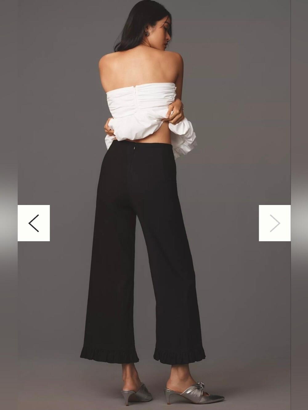 NEW!!! Maeve Colette Ruffle-Hem High-Rise Wide-Leg Pants in Magic Fabric,NWT - Picture 5 of 5